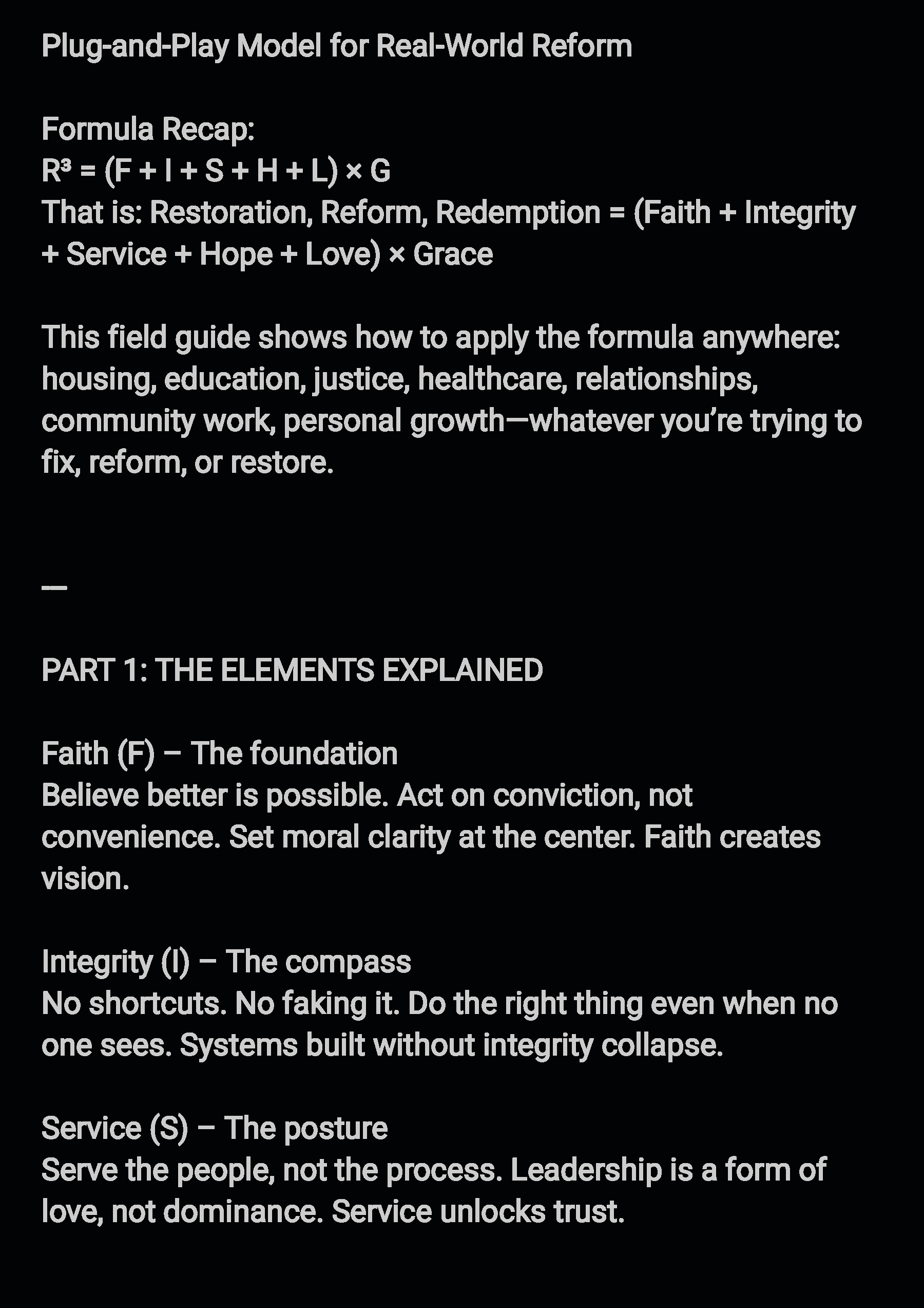 Plug-and-Play Model for Real-World Reform cover